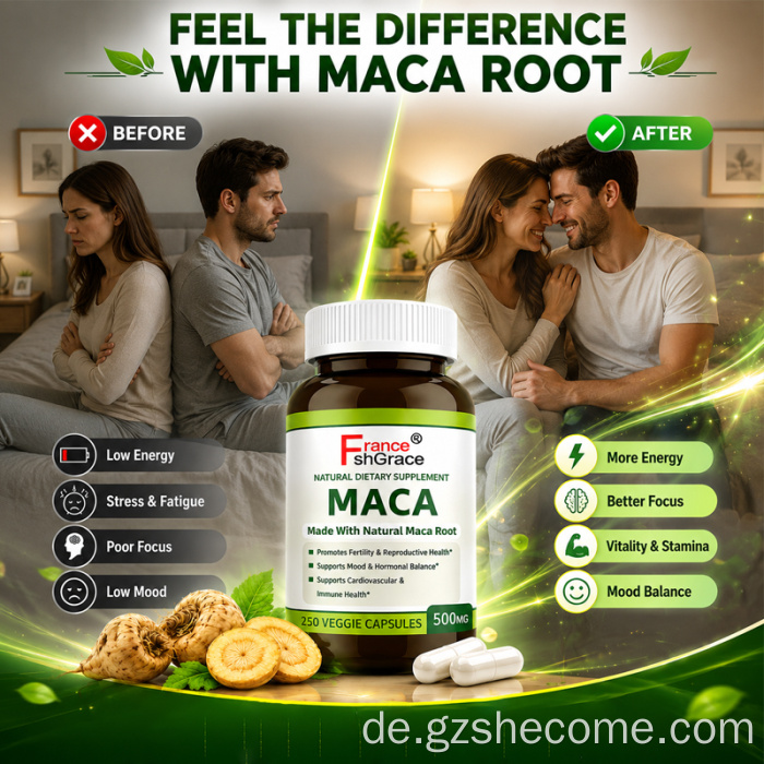 Premium Shecome Maca-Wurzel-Ergänzung fördert die Fruchtbarkeit